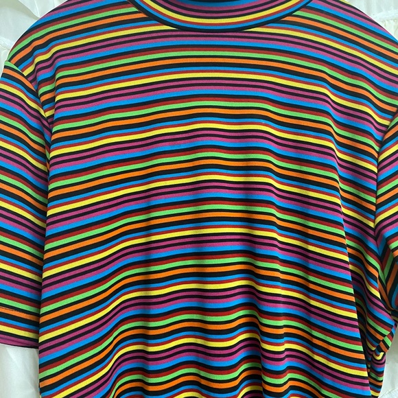 Rainbow striped vintage mock neck tee - Picture 3 of 4